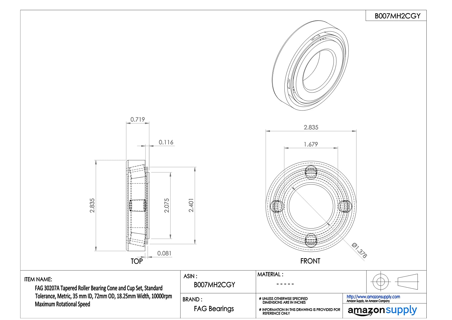 FAG 30207A Tapered Roller Bearing